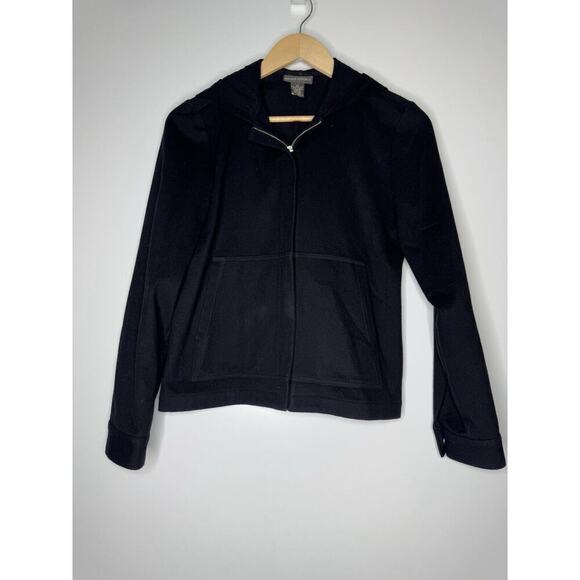 Banana Republic Tops - BANANA REPUBLIC Womens XS Hooded Full Zip Black Wool Cashmere Blend Jacket Coat